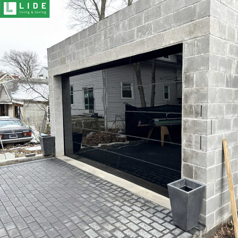 Glass series — Frameless Black Glass Garage Door