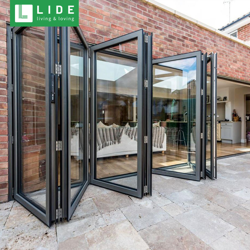 Patio door — Accordion Glass Wall Patio Doors Glass Bi-Fold Doors Glass Folding Door