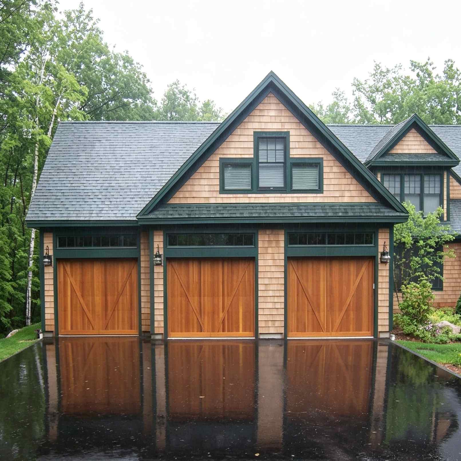 Galvanized steel series— Wood grain Carriage house garage door