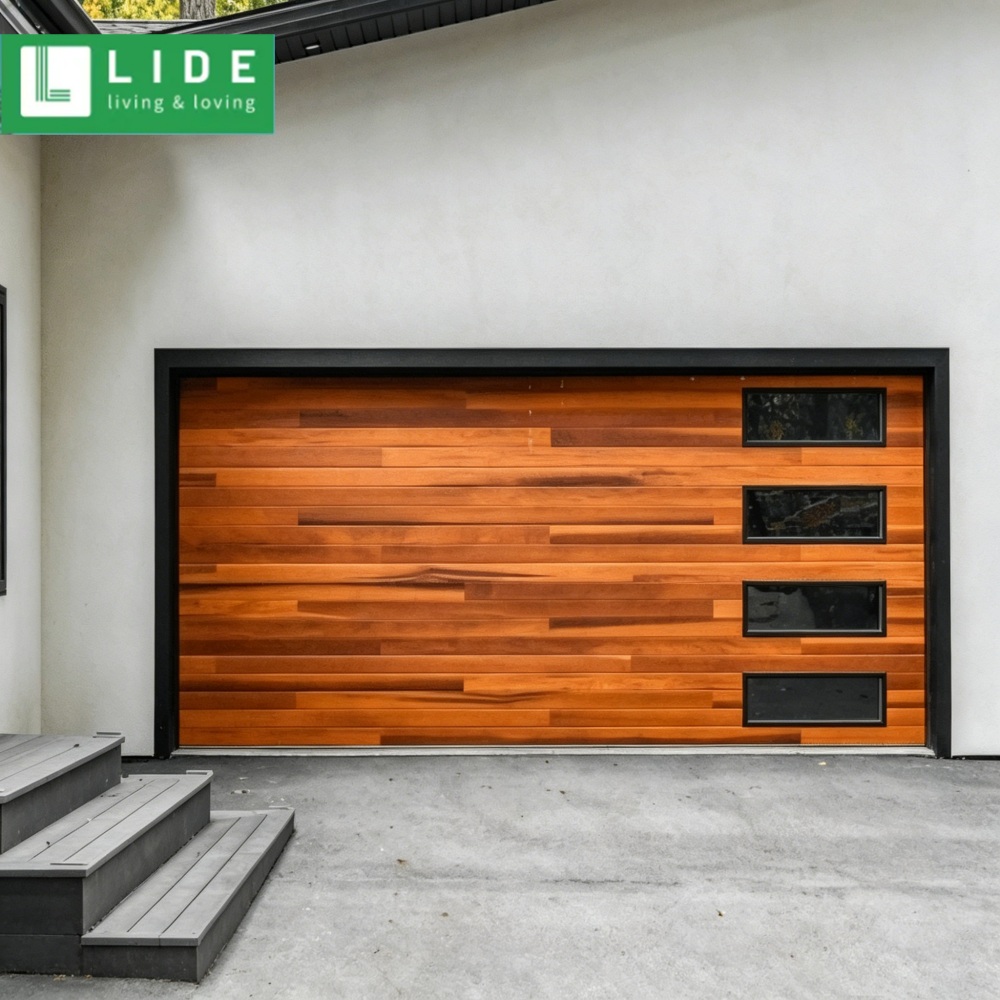 Galvanized steel series— Modern wood like garage door Garage Door
