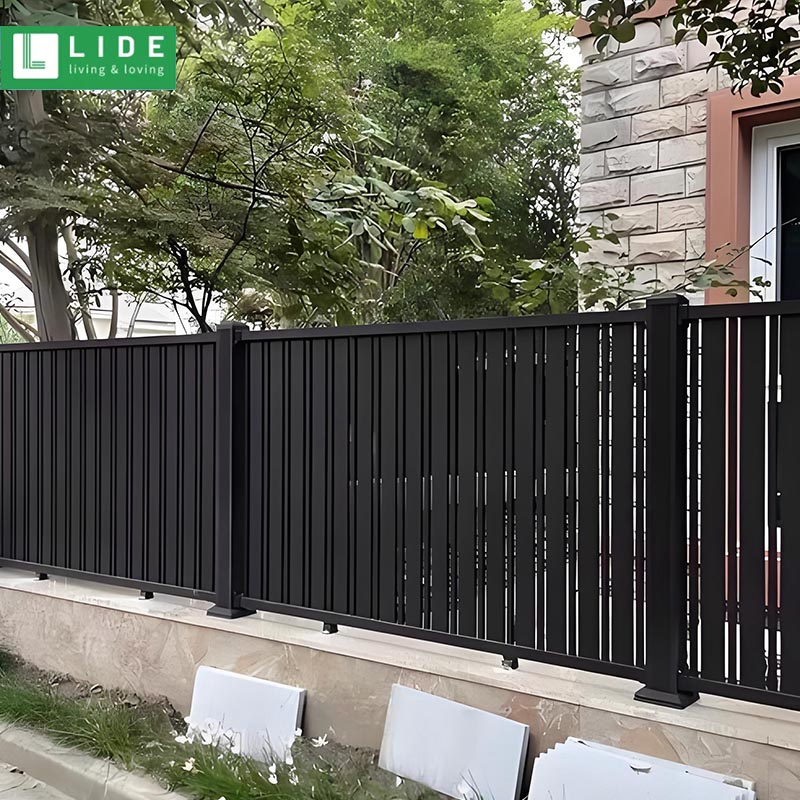 Black vertical slat aluminum fence