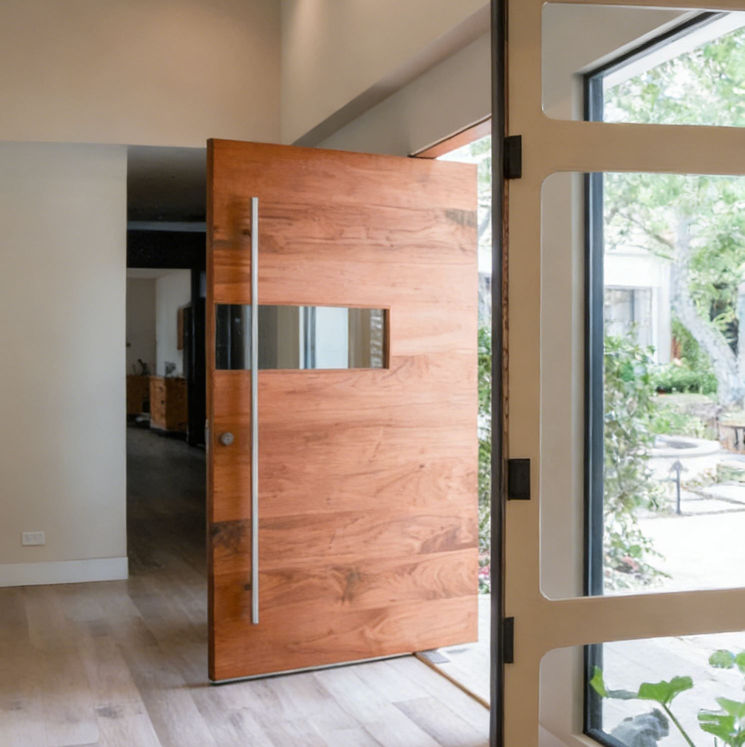 Main entry door — LD-ED22 Wood Contemporary Style Design Wooden Front Door For Villa