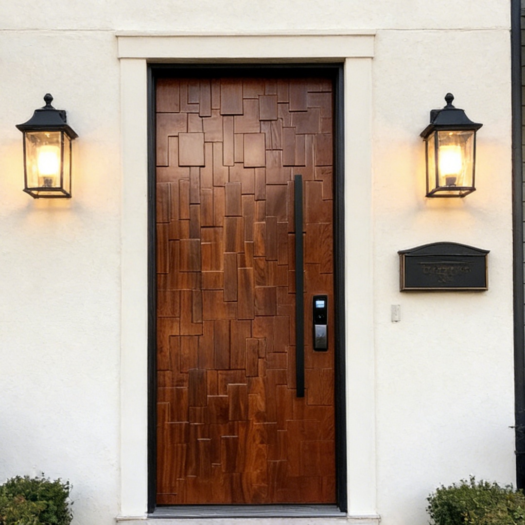 Main entry door — LD-AU02 Aluminum wooden like Painting Pivot Doors