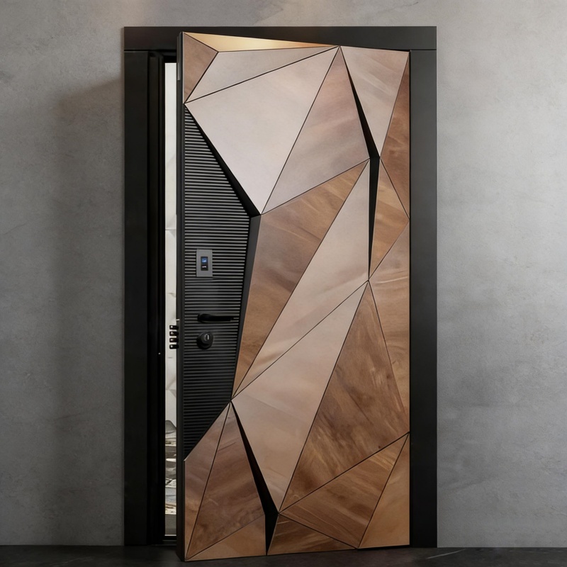Main entry door — LD-AU01 Aluminum wooden color Painting Pivot Doors