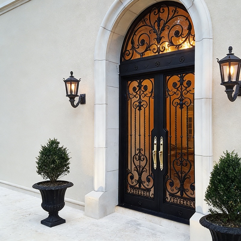 Main entry door — European Style Iron Wrought Double Doors